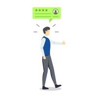 Businessman with positive review bubble semi flat vector illustration