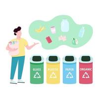 Trash sorting flat concept vector illustration