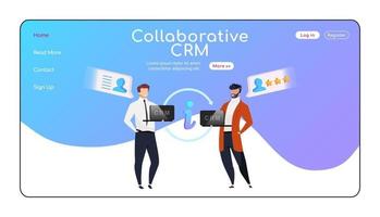 Collaborative CRM landing page flat color vector template