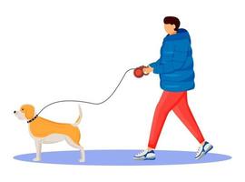 Man in coat flat color vector faceless character