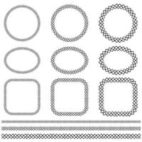 black hand drawn vector cross stitch frame and border patterns
