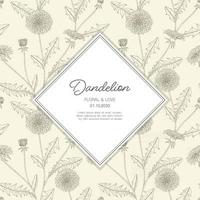 Hand drawn dandelion floral greeting card background. vector