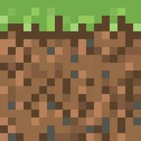Pixel minecraft style land background. vector
