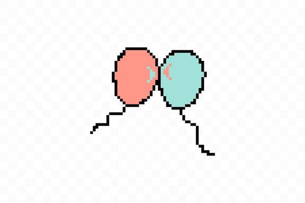 Simple flat style icon of beautiful two Pixelated balloons