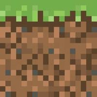 Pixel minecraft style land background. vector