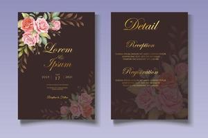 elegante plantilla de tarjeta de invitación de boda floral vector