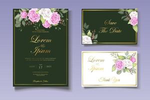 elegante plantilla de tarjeta de invitación de boda floral vector