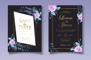 elegante plantilla de tarjeta de invitación de boda floral vector