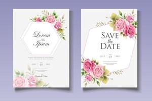 Botanical Wedding Invitation Card Template vector