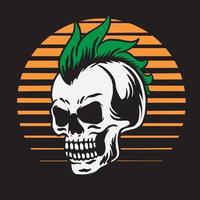 mohawk de calavera vintage vector