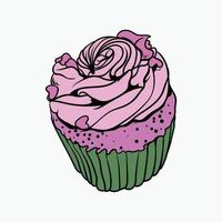 Cup cake hand drawn illustration vector