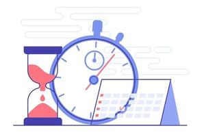 Time management illustration with elements of planning and scheduling. vector