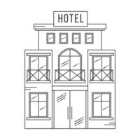 Hotel building outline. Vector line-art illustration