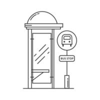 Bus stop vector line art illustration. Public transport station