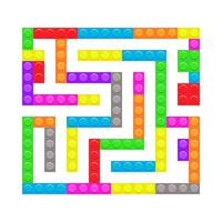 Square maze bricks toy labyrinth game for kids. Labyrinth vector