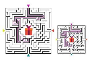 Square maze labyrinth game for kids. Labyrinth logic conundrum. vector