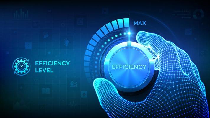 Efficiency levels knob button. Increasing Efficiency Level.