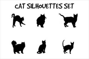 diferentes poses siluetas de gatos vector