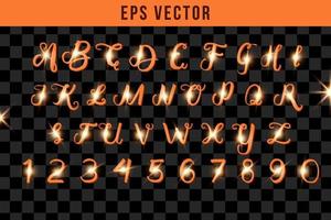 vector eps brillante alfabeto y conjunto de texto numérico