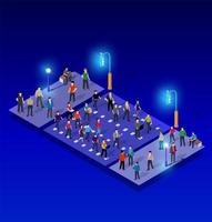 Ultraviolet neon street lamp Isometric 3D illustration vector