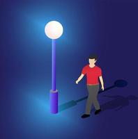 Ultraviolet neon street lamp Isometric 3D illustration vector