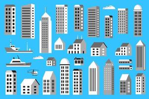 Set of city landscape silhouettes with houses vector