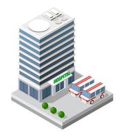 Hospital Isometric 3d Building Health Urban of architecture vector