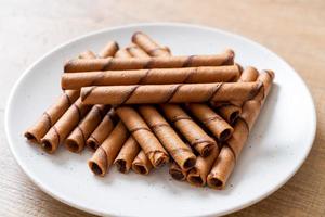 Coffee wafer stick roll with coffee cream photo