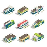 Store Mall Shopping Center Isometric Buildings vector