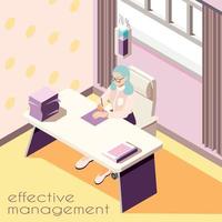 Effective Workspace Isometric Background Vector Illustration