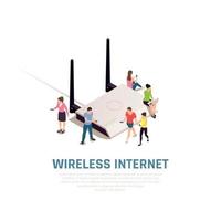 Wireless Internet Isometric Composition Vector Illustration