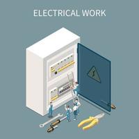Electrical Work Isometric Composition Vector Illustration