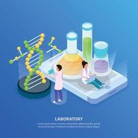 Ilustración de vector de fondo isométrico de laboratorio de investigación