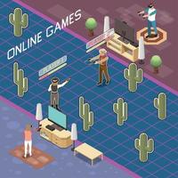 Interactive Online Gaming Composition Vector Illustration