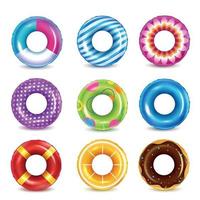 Rubber Swimming Rings Collection Vector Illustration