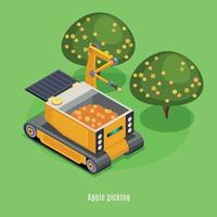 Agricultural Robots Isometric Background Vector Illustration