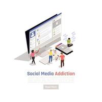 Computer Media Addiction Background Vector Illustration