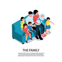 Multi Child Family Composition Vector Illustration