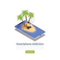 Smartphone Oasis Addiction Background Vector Illustration