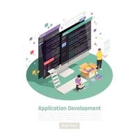 Isometric App Dev Background Vector Illustration