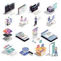 Application Development Isometric Icons Vector Illustration