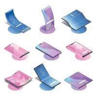 Isometric Foldable Gadgets Collection Vector Illustration