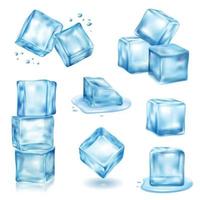 Ice Cube Set Vector Illustration