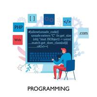 Programmer Flat Composition Vector Illustration