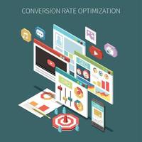 Conversion Rate Optimization Isometric Concept Vector Illustration