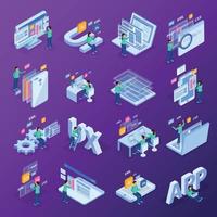 Web Development Isometric Concept Icon Set Vector Illustration