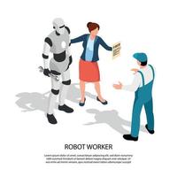 Robot Worker Isometric Composition Vector Illustration