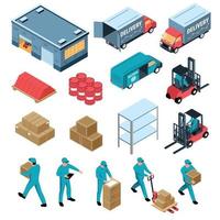 Logistic Isometric Set Vector Illustration