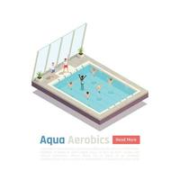 Aqua Aerobics Isometric Composition Vector Illustration