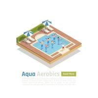Aqua Aerobics Isometric Composition Vector Illustration
